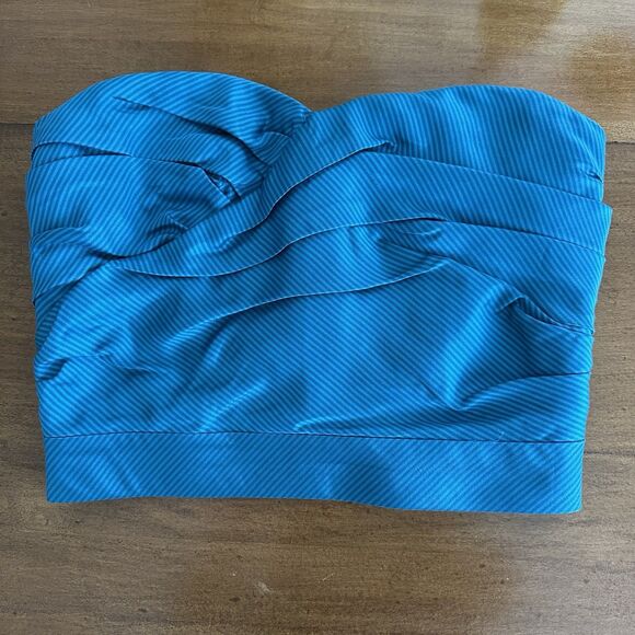 Marc By Marc Jacobs Blue Silk Crop Bustier Corset Top Sz 10 Sweetheart Pleated - Picture 2 of 12